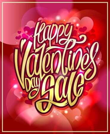 Happy Valentine's day sale lettering poster designのイラスト素材