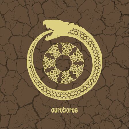 Ouroboros vector logotype, snake eating its own tail, eternity esoteric symbolのイラスト素材