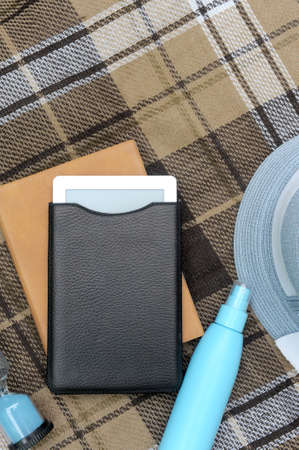 Outdoor rest concept mock up with electronic book