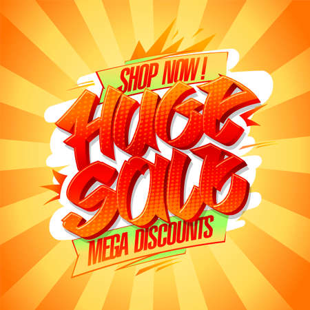Huge sale, mega discounts, shop now -  poster design templateのイラスト素材