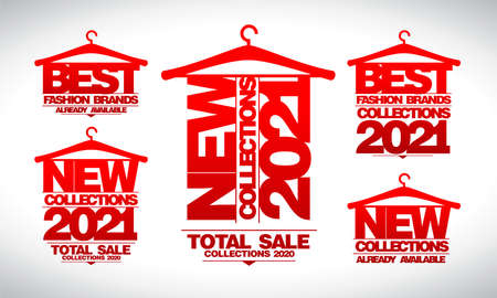New collections 2021, best fashion brands - advertising signs vector setのイラスト素材