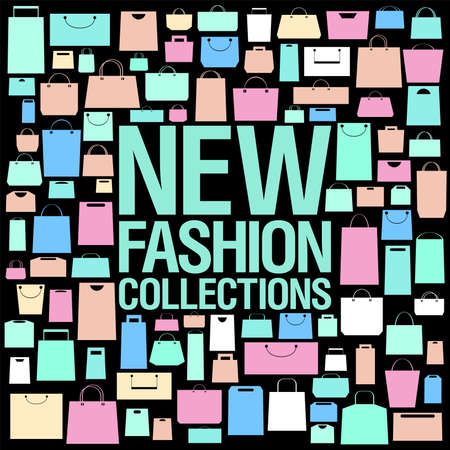 New fashion collections vector design template with shopping bags pattern.のイラスト素材