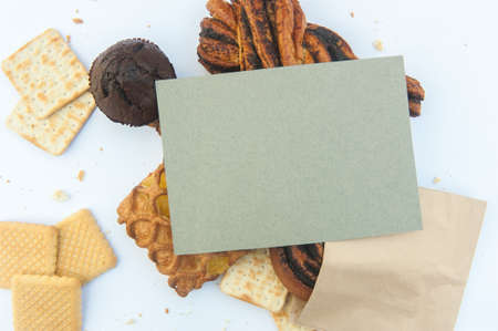 Assorted pasrties goods template with empty paper list