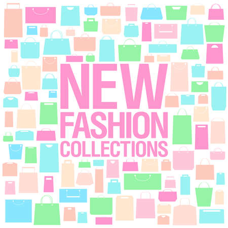 New fashion collections design template with shopping bags pattern.のイラスト素材