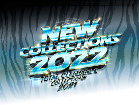 New collections 2022 year, fashion advertising poster or web banner with 3D vector letteringのイラスト素材