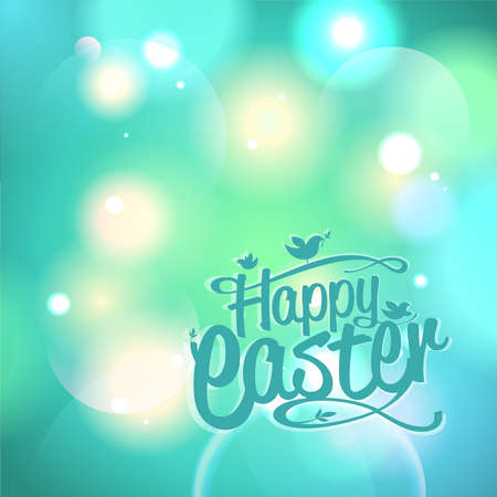 Happy Easter holiday card vector template with fresh green backgroundのイラスト素材