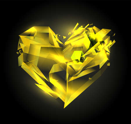 Chic golden heart vector symbol on dark backdropのイラスト素材