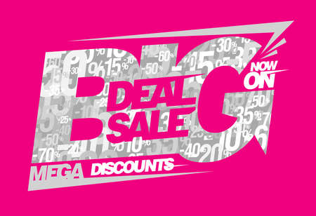 Big deal sale, mega discounts vector poster templateのイラスト素材