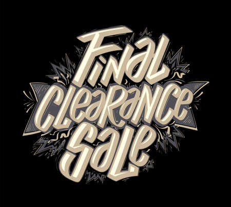 Final clearance sale vector web banner template with hand drawn lettering, chalkboard styleのイラスト素材