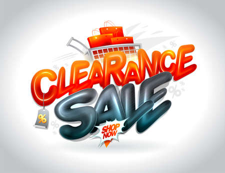 ?learance sale web banner or poster vector template with shiny 3D letteringのイラスト素材
