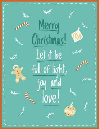 Merry Christmas quote card - let it be full of light, joy and loveのイラスト素材