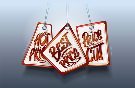 Advertising vector web banner with tags collection - best price, price cut, hot priceのイラスト素材