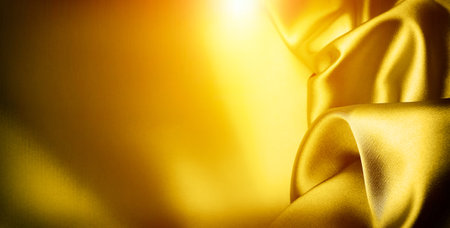 Luxury golden pure silk background template with place for text, horizontal backdropの写真素材