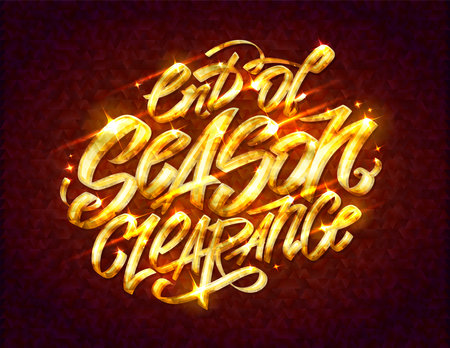 End of season clearance, final sale, vector poster or web banner template with golden letteringのイラスト素材