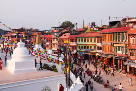 Nepal, Kathmandu-May 10, 2019: Boudhanath Squareのeditorial素材