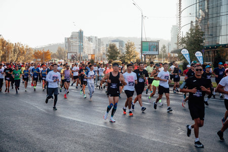 Kazakhstan, Almaty-September 25, 2022: Almaty marathonのeditorial素材