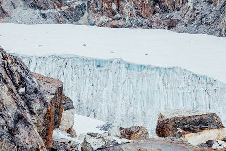 Epic Khumbu Glacier on the way to Everest Base Camp in Himalaya mountains. EBS Trekking Route.の写真素材