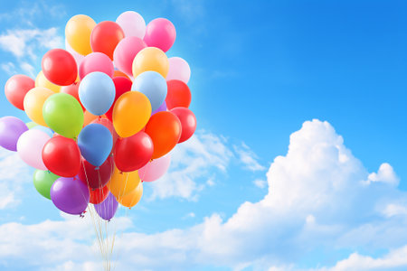 Colorful balloons in the blue sky.の素材