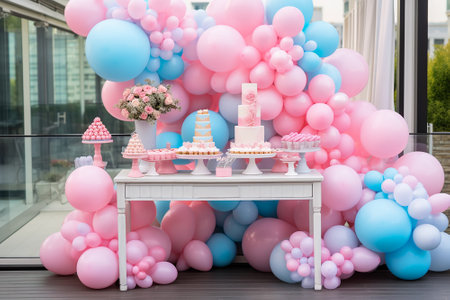 Baby shower party. Pink and blue decoration. High quality illustrationの素材