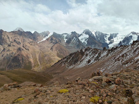 Beautiful landscape of mountains with clouds.の写真素材
