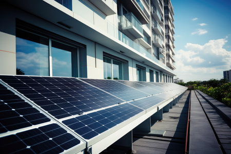 Solar panel on building facade.の素材