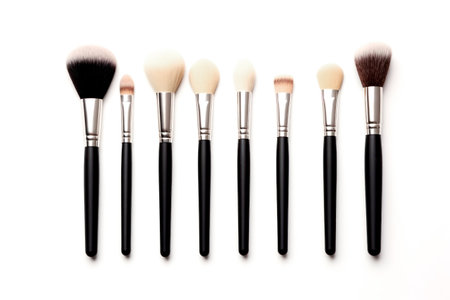Set of cosmetic brushes on white background.の素材
