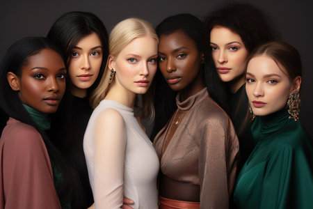 Group of beautiful female models of different races.の素材