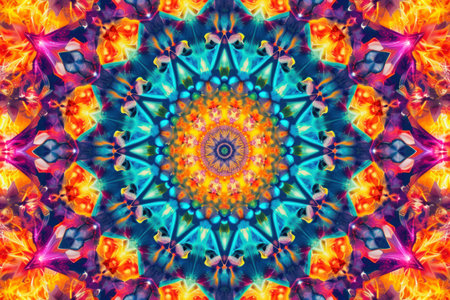 Bright colorful kaleidoscope pattern. Festive styleの素材