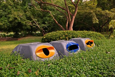 trashcan in public park, merge to the decorationの写真素材