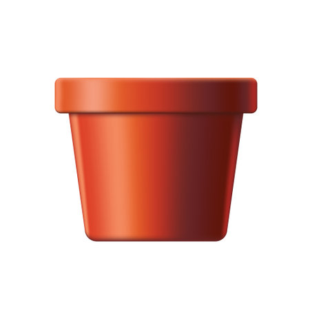 Clay flower pot. Ordinary and clean. Vector illustration. Isolated white background.のイラスト素材