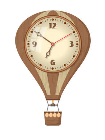 A hot air balloon style wall clock. Isolated white background. Vector illustration.のイラスト素材