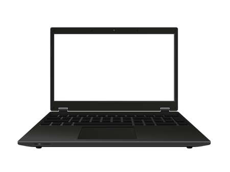 Notebook. Laptop. Overlay with switchable screen. White isolated background. Empty transparent display. 3D render. Vector illustration.のイラスト素材