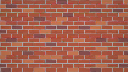 Red bricks style wallpaper. Stylization, minimalism, decorative. Aspect ratio 16 to 9. Vector illustration.のイラスト素材