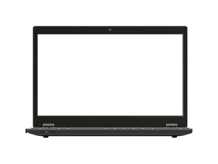 Laptop. Notebook. Frontal view. Overlay with switchable screen. Isolated white background. Empty transparent display. Vector illustration.のイラスト素材