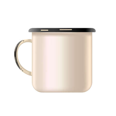 Metal enamel mug. Mock up, template, blank. Old style.のイラスト素材