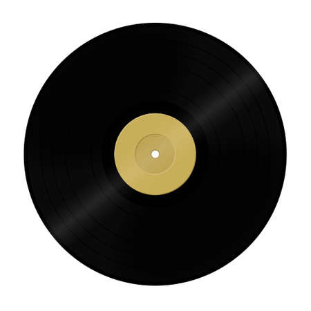 Gramophone vinyl record. Mock up for editing. Isolated white background. Old technology, retro design. Illustration.の写真素材