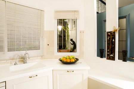 Kitchen white /Modern luxury kitchenの写真素材