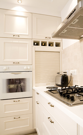 Kitchen white /Modern luxury kitchenの写真素材