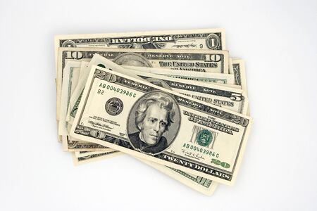 us dollars on a white background