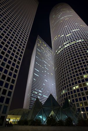 skyscrapers at nightの写真素材