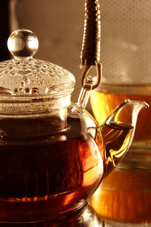 Tepot with fresh teaの写真素材