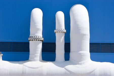 Big White industrial pipes, detail of pipes の写真素材