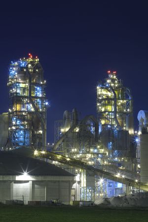 Part Of Chemical Plant At Nightのeditorial素材