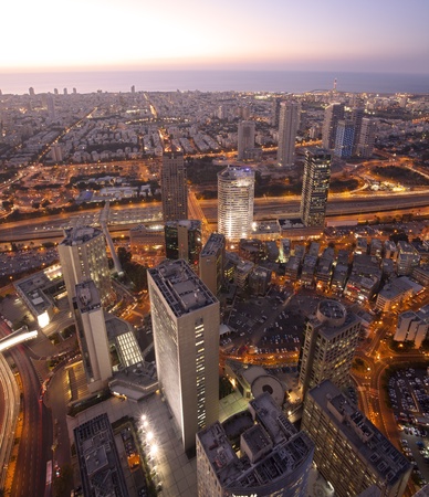 Tel Aviv at sunset, Ramat Gan Exchange District のeditorial素材
