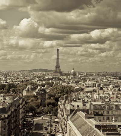 City skyline - sepia toned, Paris, France This image was taken from two different shots の写真素材