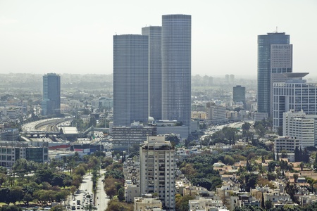 Tel Aviv  skyline  at day / Aerial view of  Tel Avivのeditorial素材