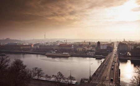 View on the Prague at sunset, Czech Republic, Europe.の写真素材