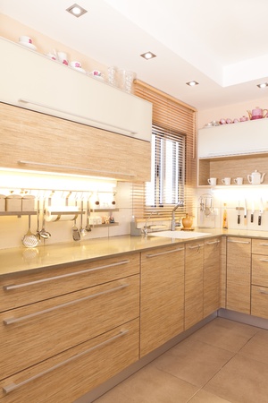 Luxury kitchen with marble elementsの写真素材
