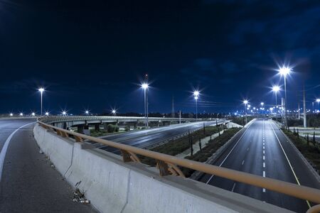Empty freeway at night