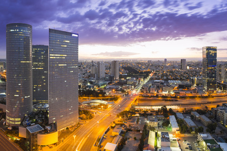 Tel Aviv cityscape - View of Tel Aviv at Sunsetの写真素材